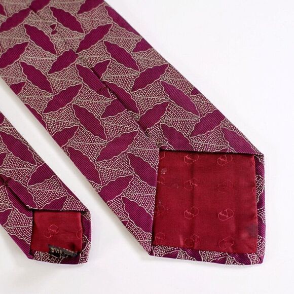 Valentino Cravatte Purple Tan Abstract Floral Woven Short Silk Tie Italy - Picture 6 of 7